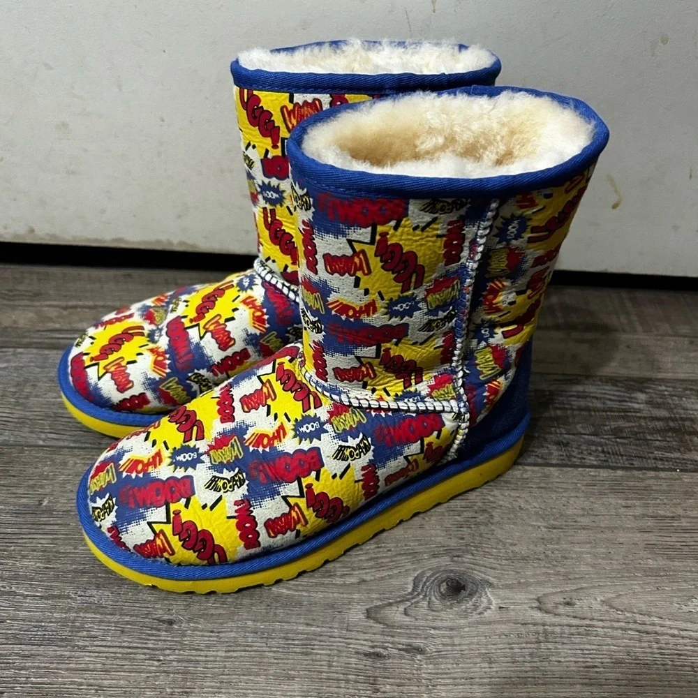UGG Blue and Yellow Comic book superhero’s Boom 💥 Print Boots